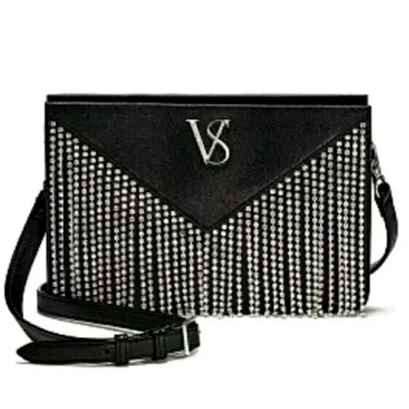 (E4) Victoria's Secret Glam Rhinestone Fringe Convertible Crossbody - Picture 16 of 16